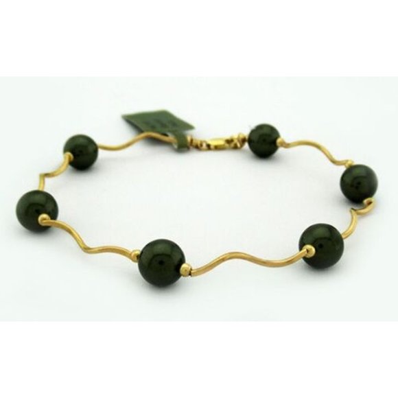 Genuine Black Onyx Bracelet 14k Gold - Picture 1 of 3